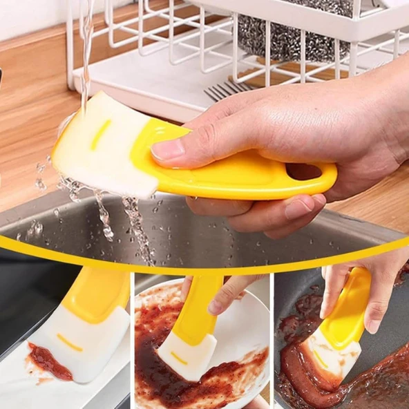 Silikon Uçlu Bulaşık Temizleme Kazıyıcı Spatula - Resim 2