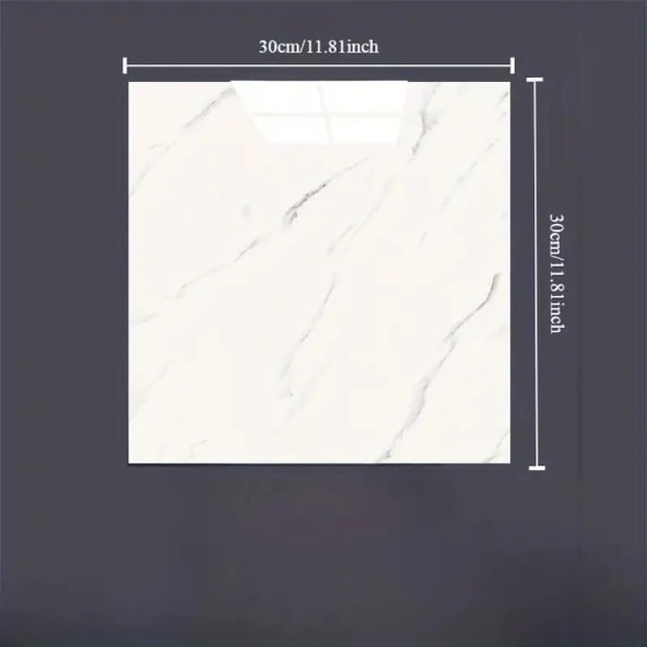Beyaz Mermer Desenli Alüminyum Plastik Duvar Sticker (30x30) - Resim 4