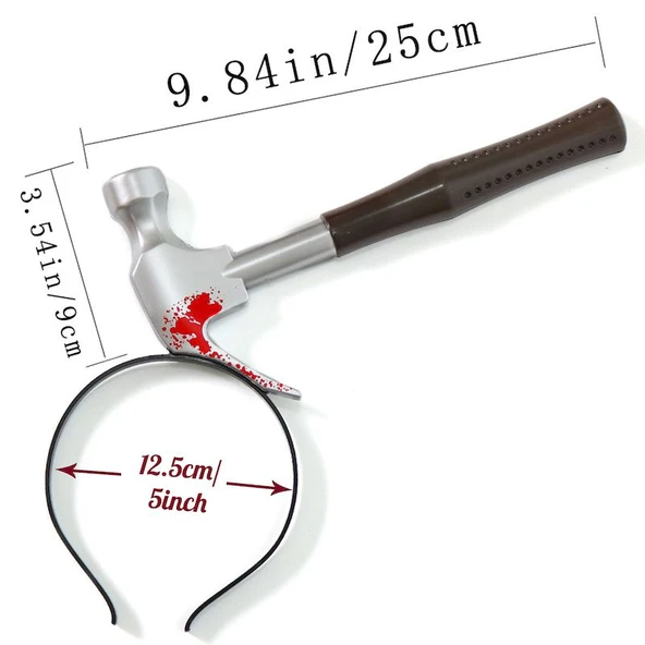 Kafaya Saplanmış Kahverengi Saplı Çekiç Şaka Tacı - Resim 2