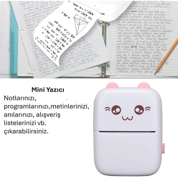 Sevimli Mini Taşınabilir Yazıcı Printer ürün görseli 1