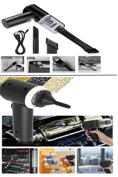 120 W Şarjlı El Süpürgesi Çekme – Üfleme Özellikli Ev Araba Klavye Süpürgesi (7474) - Resim 2