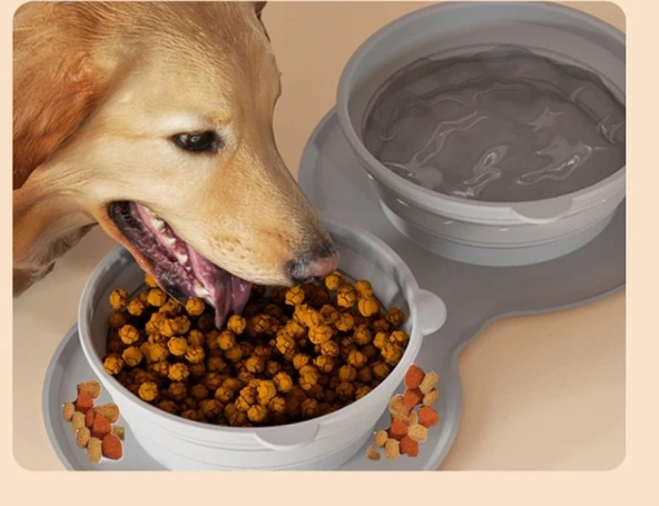 Mikopet Katlanabilir İkili Mama ve Su Kabı - Resim 3