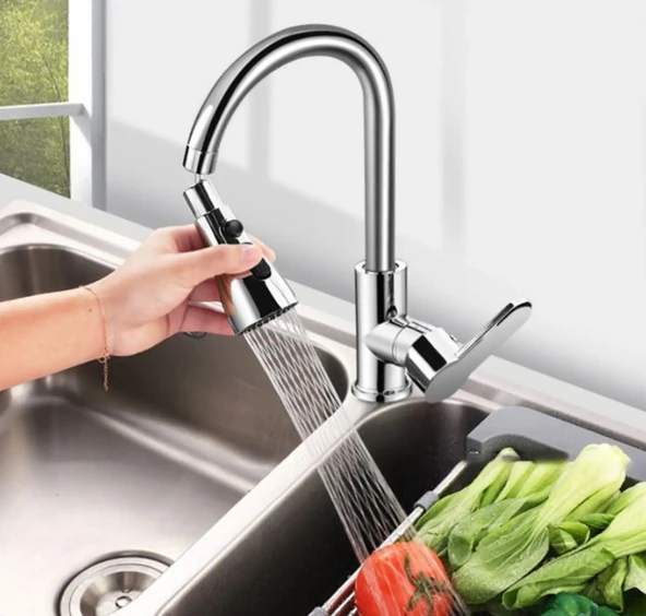 Metalik Musluk Başlığı 3 Fonksiyon ürün görseli 1