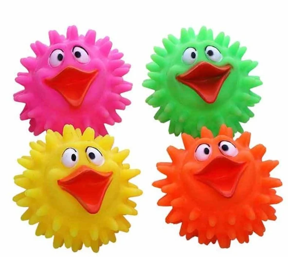 Köpekler İçin Renkli Ördek Figürlü Dikenli Top ürün görseli 1