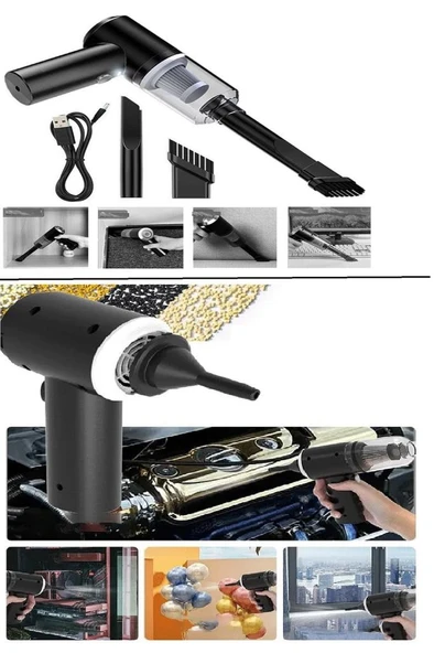 120 W Şarjlı El Süpürgesi Çekme – Üfleme Özellikli Ev Araba Klavye Süpürgesi (7474) - Resim 12