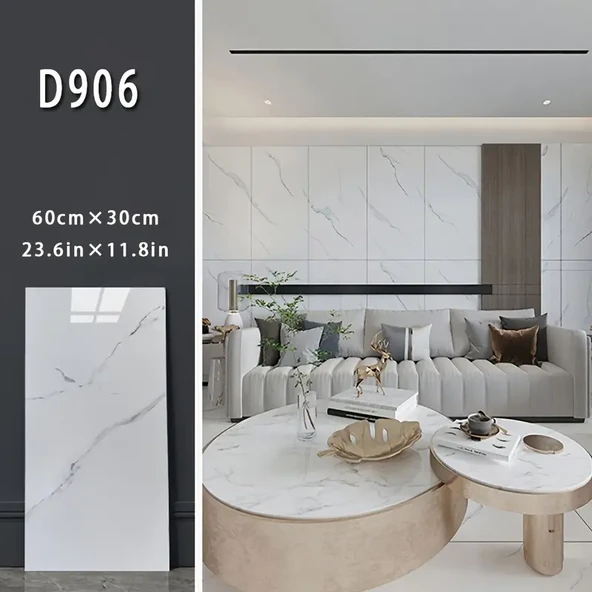 Beyaz Mermer Desenli Alüminyum Plastik Duvar Stickerı - Resim 4