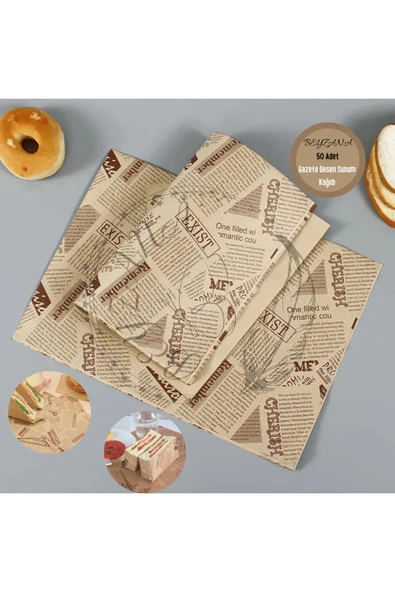 Vintage Gazete Desenli Sunum Kağıdı 50 Adet ürün görseli 1