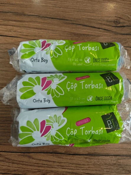 kullan at ürünler çöp torbası orta boy 3 paket