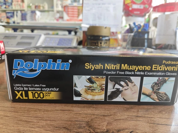 Dolphin 100 Lü Çok Amaçlı Pudrasız Nitril Eldiven Siyah S-M-L-XL Beden - 3
