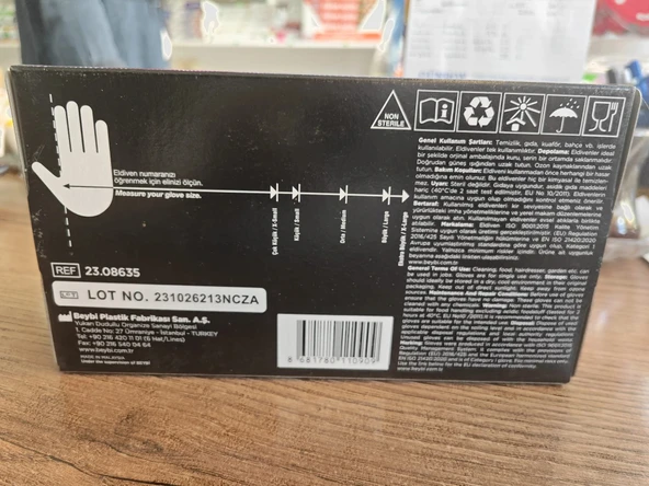 BEYBİ Njoy Pudrasız Siyah Nitril Eldiveni - 100'lük Kutu -M Beden - 3