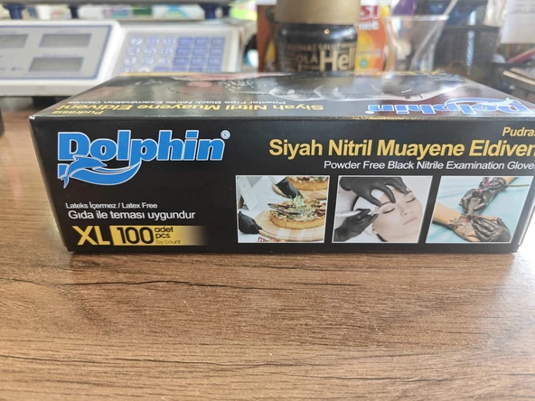 Dolphin 100 Lü Çok Amaçlı Pudrasız Nitril Eldiven Siyah S-M-L-XL Beden - 4