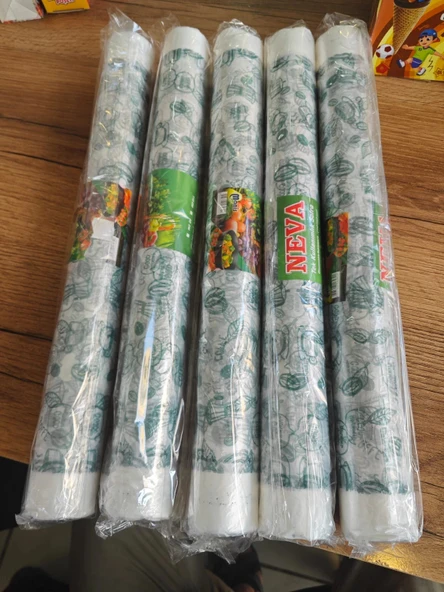 Kullan At Masa Örtüsü | Tek Kullanımlık Sofra 10 Metre Şeffaf Desenli Naylon Sofra 5 paket