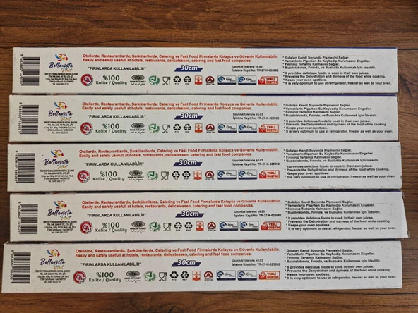 Bellavista Alüminyum Folyo 30 cm x 2,5 m Esnek ve Dayanıklı Mutfak Kullanımı için 5 li paket - 3