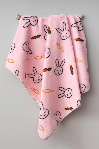 Bebitof Sevimli Tavşan Desenli Peluş Battaniye BBTF.PMB.95077