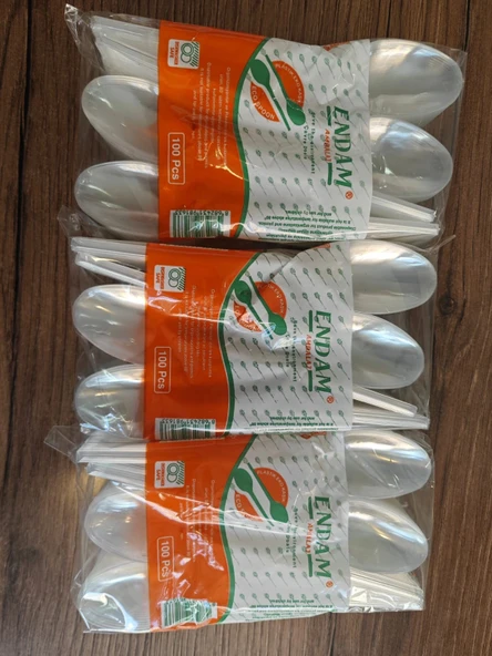 Lüks Şeffaf Plastik kaşık   3 er paket 100'lü 3,2 gr