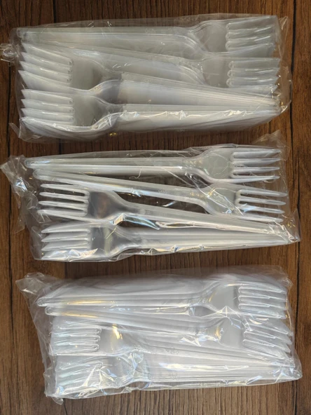 Lüks Şeffaf Plastik Çatal   3 er paket 100'lü 3,2 gr