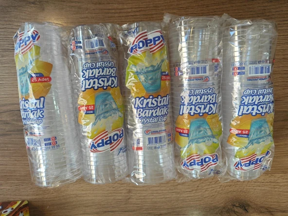Şeffaf Kristal Mika Ekstra Sert Plastik Bardak 180 cc 100 Lü Avantajlı Paket 125 adet - 2