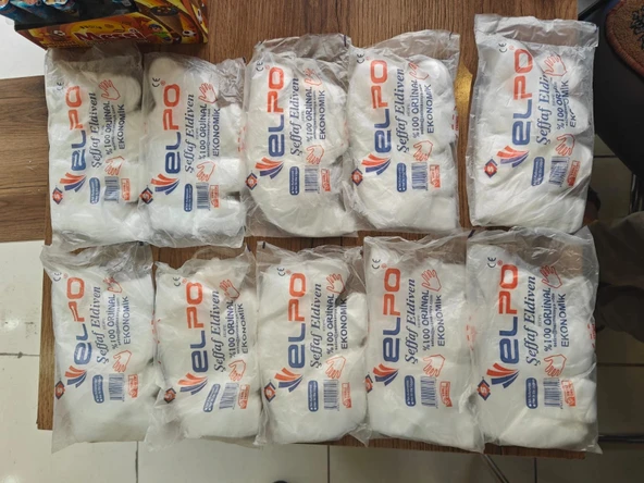 Pe Eldiven - Şeffaf Eldiven - Tek Kullanımlık Eldiven - Plastik Eldiven - 1000 Adet 10 paket - 4