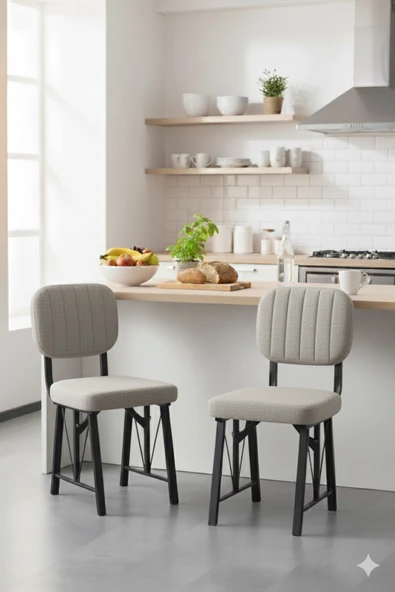 Elfin 70x110 Atlantik Yemek Masası, Yemek Masası Takımı, 2 Sandalye 1 Bench - Gri - 3