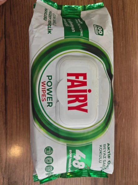 Fairy Power Wipes Yüzey Temizleme Mendili 100 Yaprak | Beyaz Sabun | Beyaz Sirke & Karbonat 2 PAKET