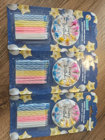 Smart Doğum Günü Pasta Mumu 24'lü 3 PAKET