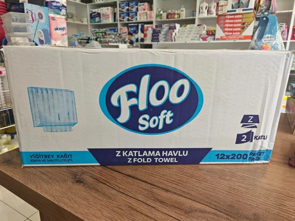 Floosoft Z Katlama Kağıt Havlu 200 Lü 12 Paket Dispenser Peçete 2400 Adet - 2