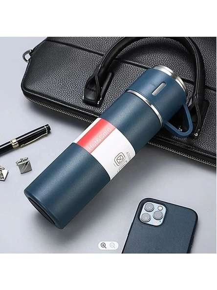 Bilger Vacuum Flask Set Üç Bardaklı Kutulu Termos Seti 500 ml mavi renk - 4