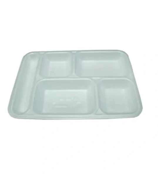 Beyaz 5 Gözlü Tabldot Köpük Tabak 100 Adet