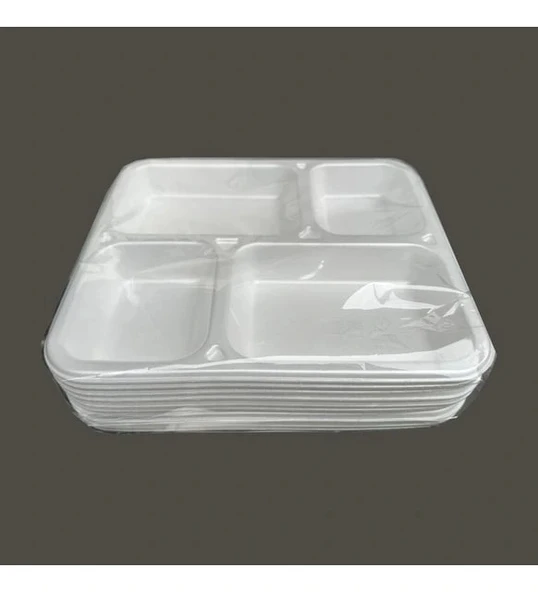 Beyaz 4 Gözlü Tabldot Köpük Tabak 100 Adet - 2