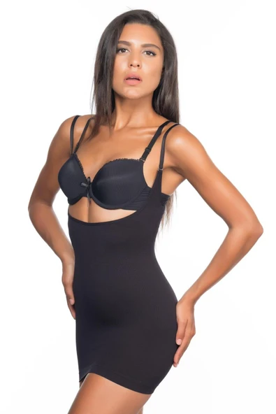 SİYAH MI Emay 5043 Göğsü Açık Masajlı Korse ürün görseli 1