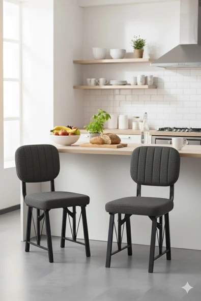 Elfin 70x110 Beyaz Yemek Masası, Yemek Masası Takımı, 2 Sandalye 1 Bench - Antrasit - 3