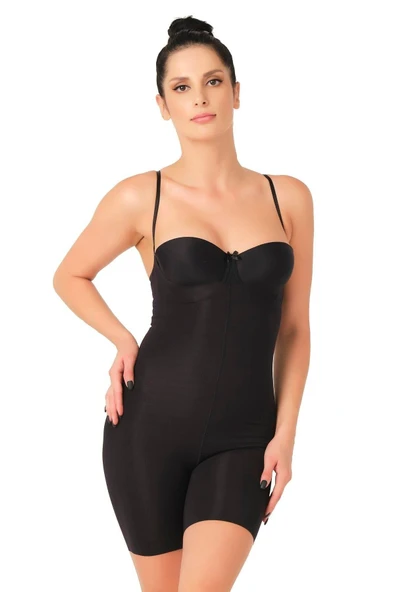 SİYAH MI Emay 2758 Lazer Kesim Göğsü Açık Boxer Korse