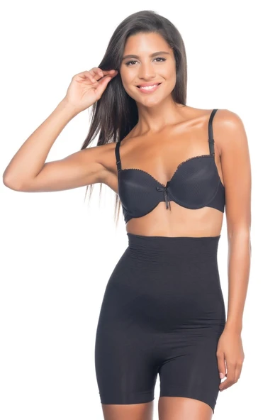 SİYAH MI Emay 2075 Yüksek Bel Desenli Double Kısa Paça Korse ürün görseli