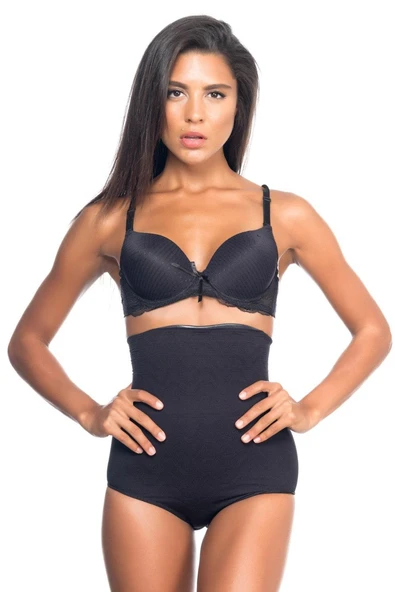 SİYAH MI Emay 2079 Yüksek Bel Desenli Double Slip Korse ürün görseli