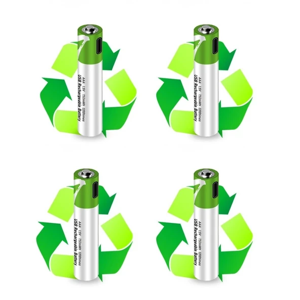 Usb Type-c Şarjlı 4 Adet Aaa 1.5v Lityum Kalem Pil 750mah Uzun Ömürlü - Resim 6