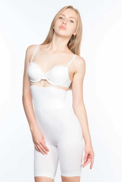 BEYAZ MI Emay 2074 Yüksek Bel Desenli Double Uzun Paça Korse ürün görseli 1