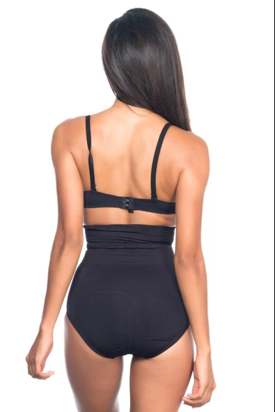 SİYAH MI Emay 2079 Yüksek Bel Desenli Double Slip Korse - Resim 3