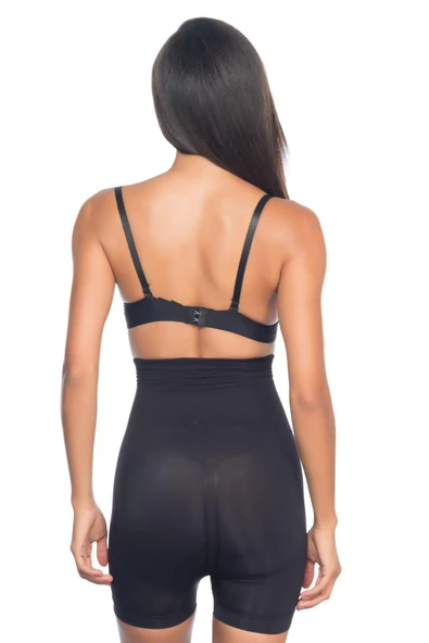 SİYAH MI Emay 2075 Yüksek Bel Desenli Double Kısa Paça Korse - Resim 3