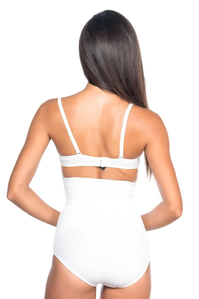 BEYAZ MI Emay 2079 Yüksek Bel Desenli Double Slip Korse - Resim 3