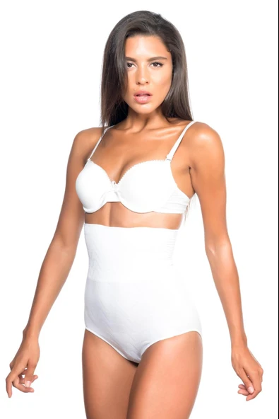 BEYAZ MI Emay 2079 Yüksek Bel Desenli Double Slip Korse - Resim 2