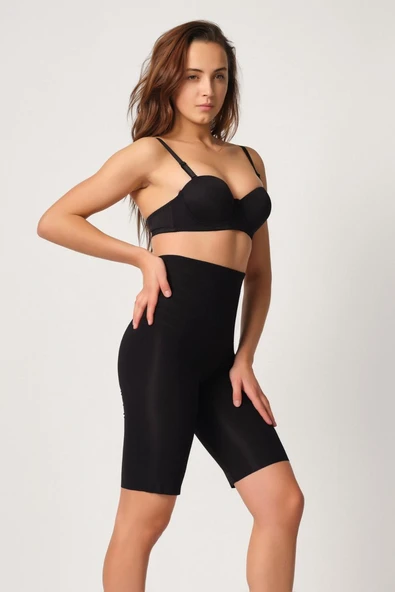 SİYAH MI Emay 2923 Yüksek Bel Karyokalı Paçalı Lazer Korse - Resim 2