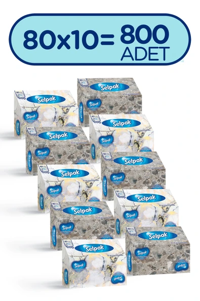 Selpak El ve Yüz Havlusu Kutulu Mermer Desen 10*80 Yaprak ürün görseli 1