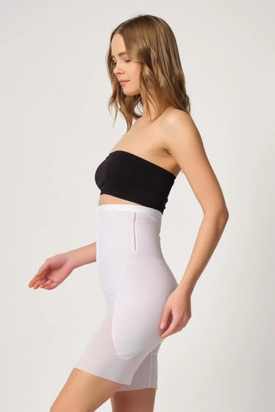 BEYAZ MI Emay 2928 Ön Agraflı Tül Paçalı Lazer Korse - 2