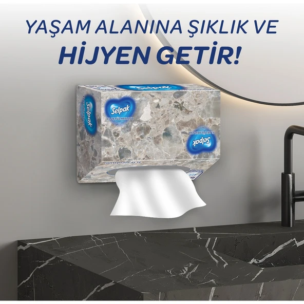 Selpak El ve Yüz Havlusu Kutulu Mermer Desen 10*80 Yaprak - Resim 3
