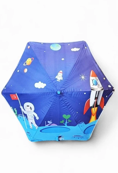 Erkek Çocuk Baston Şemsiye Reflektörlü Karakter Desenli Boyu 70 Cm Çapı 80 Cm 6 Telli İsim Etiketli - Resim 11