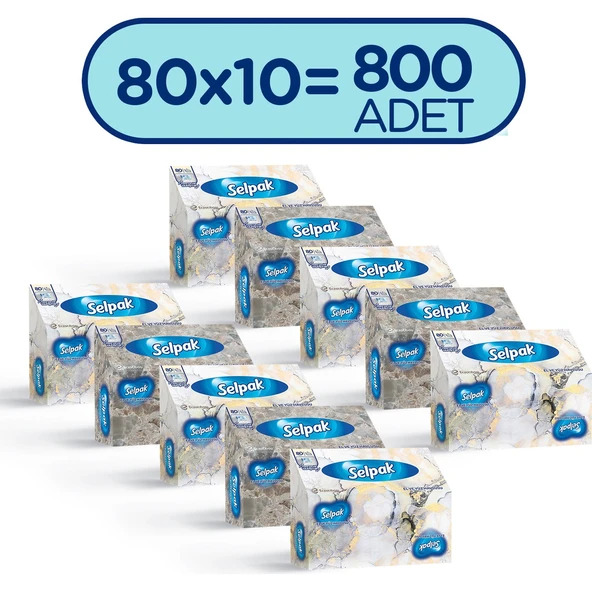 Selpak El ve Yüz Havlusu Kutulu Mermer Desen 10*80 Yaprak