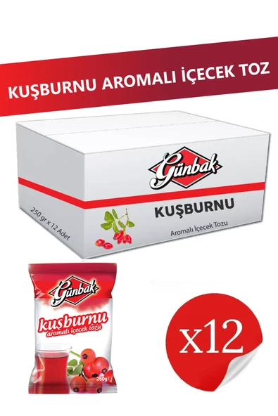 Günbak Kuşburnu Aromalı İçecek Tozu 250 gr x 12 Adet ürün görseli