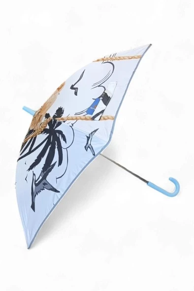 Erkek Çocuk Baston Şemsiye Reflektörlü Karakter Desenli Boyu 70 Cm Çapı 80 Cm 6 Telli İsim Etiketli - Resim 7