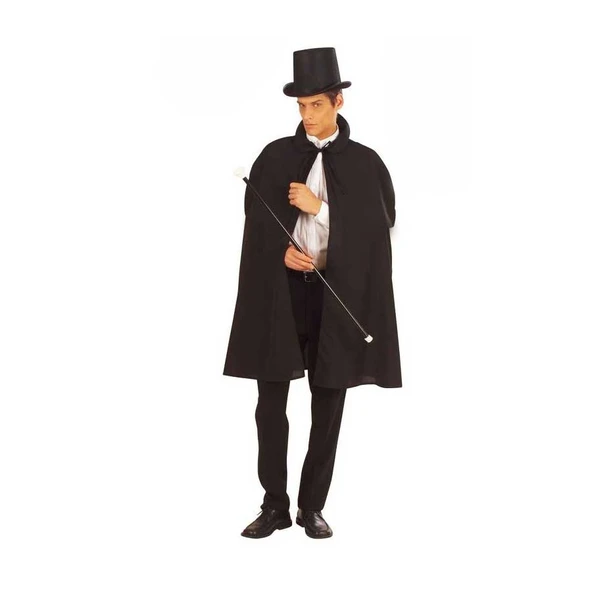 Siyah Sihirbaz Pelerini 120 cm ve Sihirbaz Şapkası 12 cm Yetişkin Boy ürün görseli 1