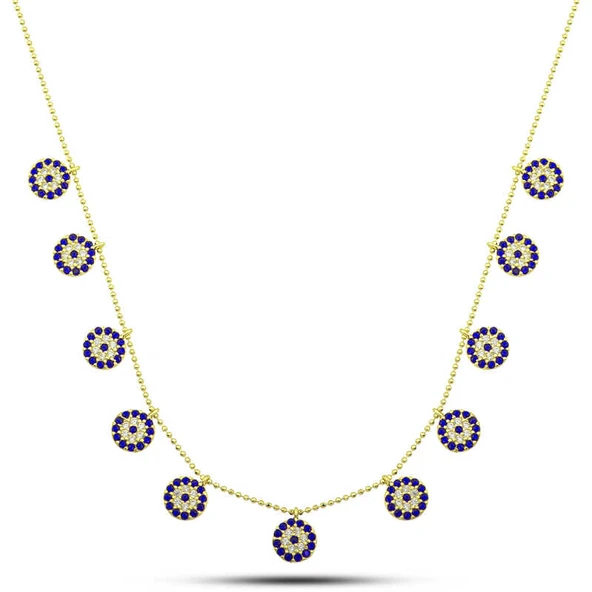 925 Ayar Gümüş Gold Nazarlı Şans Kadın Kolye ürün görseli 1